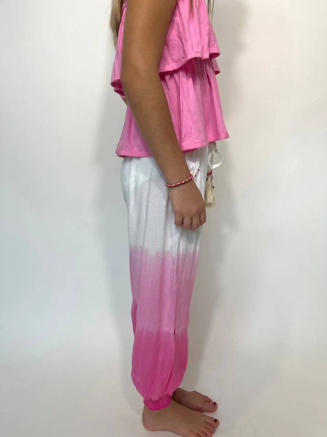 Romi The Brand Kid's Bimini Bambucha Pant in pink - kids' joggers - detail view