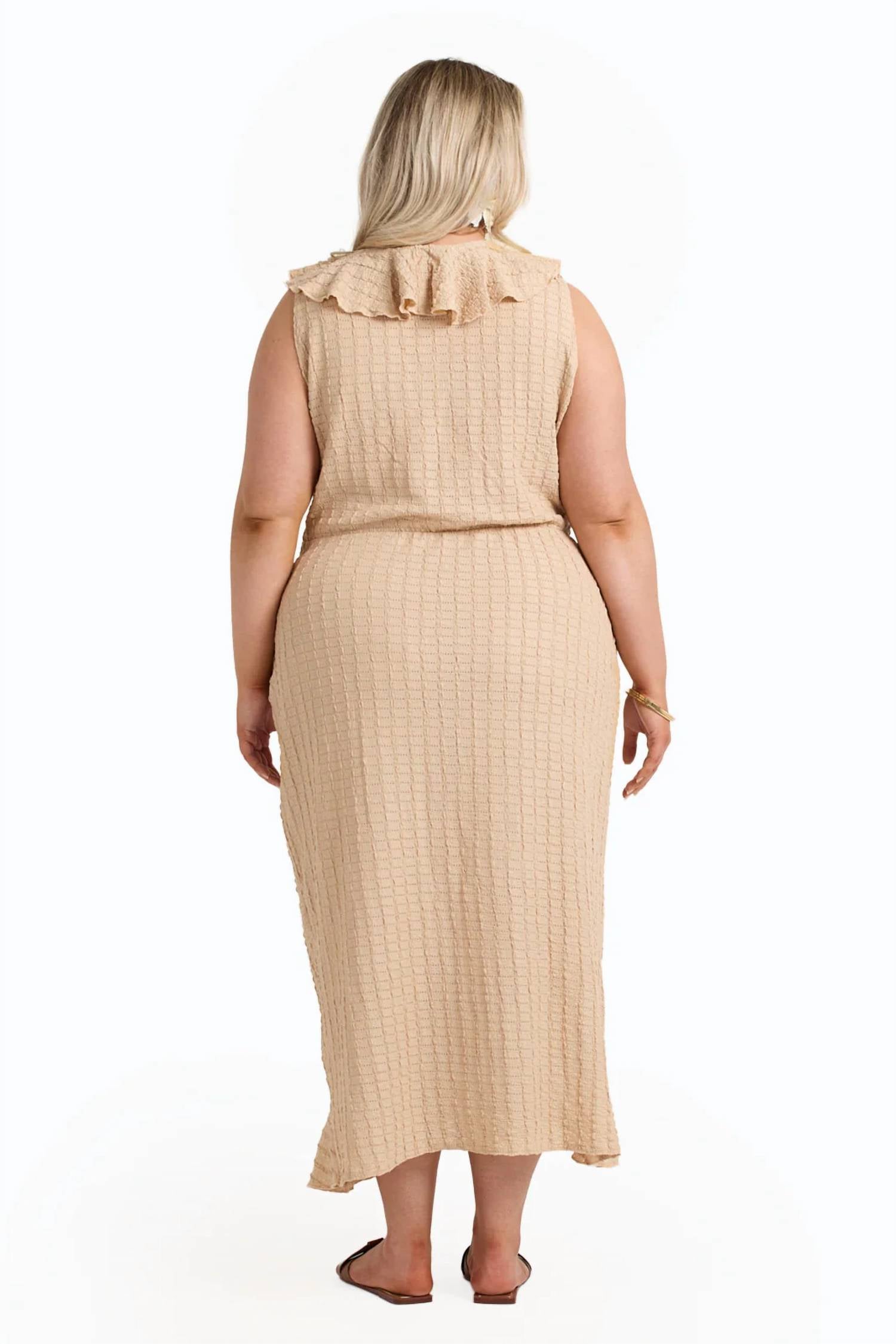 Fashion Szn Curve - Ruffle Wrap Sleeveless Midi Dress - Plus Size