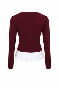 Rivr Women's Bellara Mixed Media Long Sleeve Top in burgundy red - women's long sleeve top - view 6