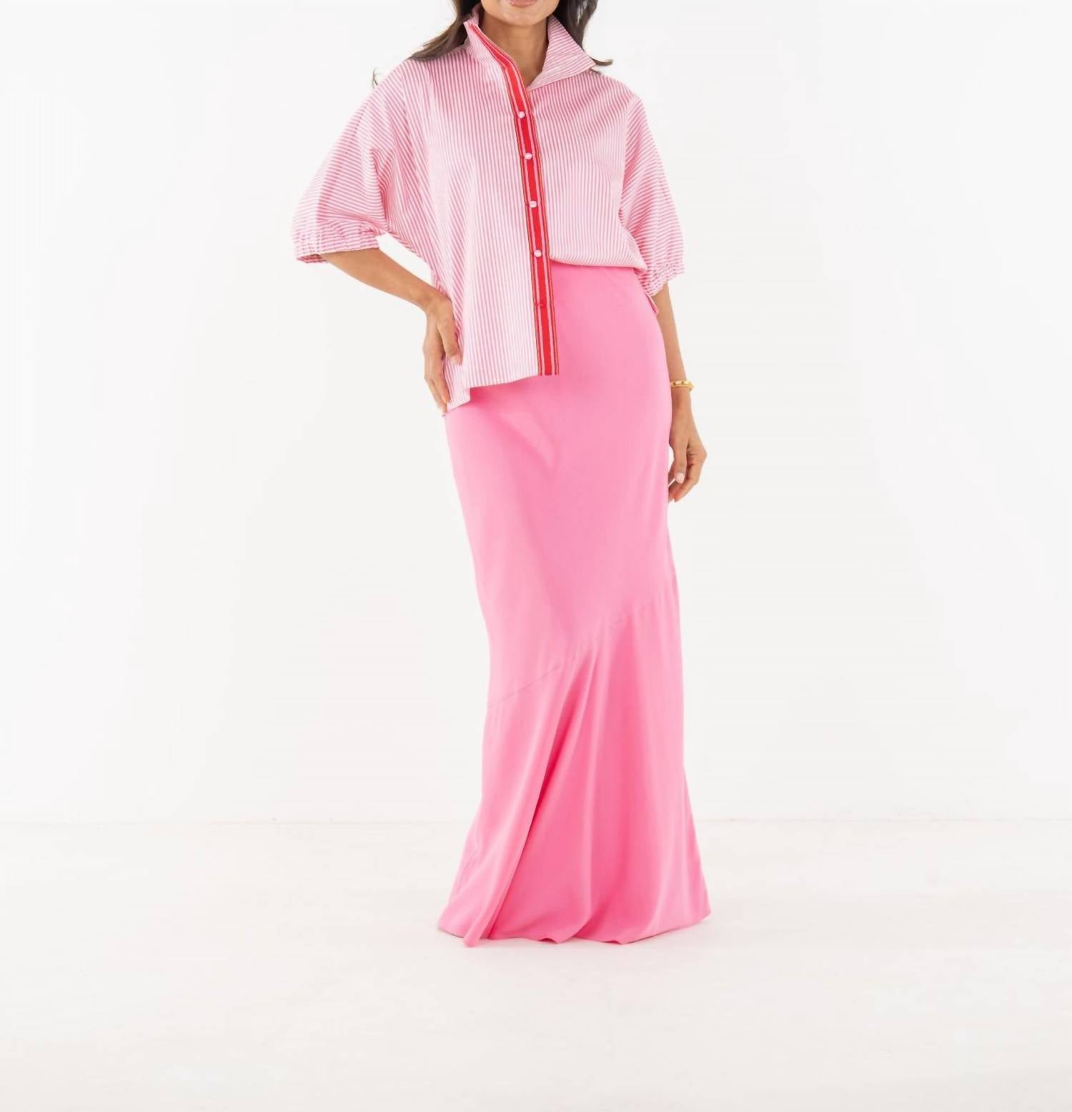 Emily McCarthy Bonny Top in pink carnation stripe - women's shirt