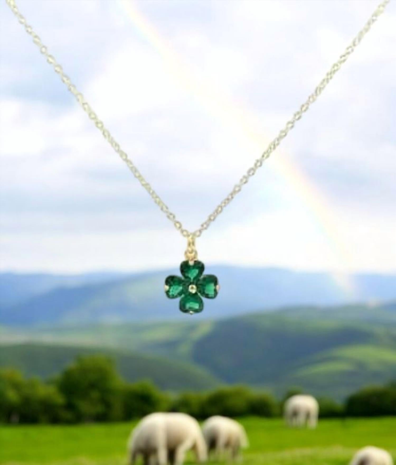 Starlette The Clover Necklace in green - women's jewelry - detail view