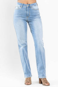 Judy Blue - High Waist Contrast Wash Thermal Straight Jeans