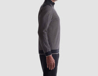 Bugatchi Uomo Diagonal Stripe Melange Quarter Zip Sweater in taupe - men's sweater - detail view
