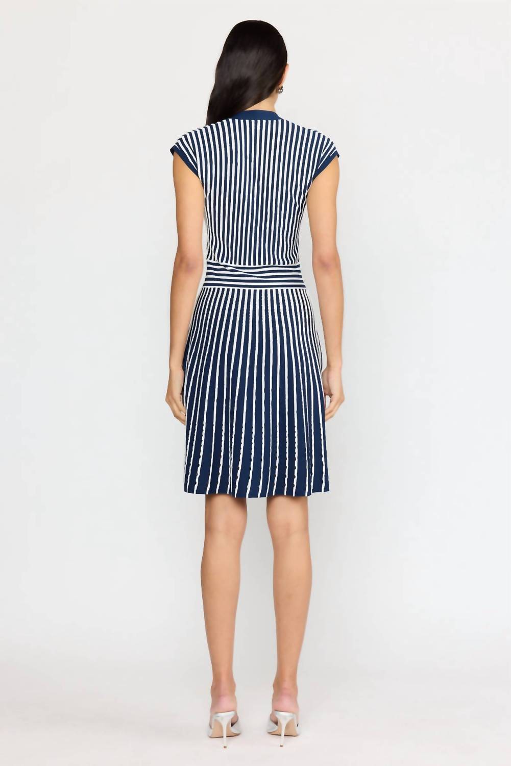 CHRISTY LYNN Kris Mini Dress in pinstripe navy - women's dress - alternate view