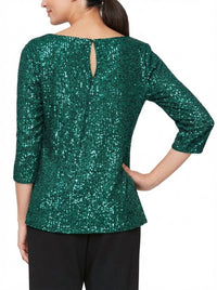 Alex Evenings - Women's Sequin Detail Tunic Blouse