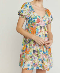 entro Stella Puff Sleeve Dress in floral multi - women's dress