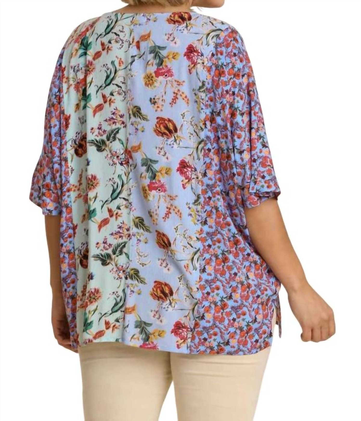 Umgee - Mixed Floral Print Top -plus
