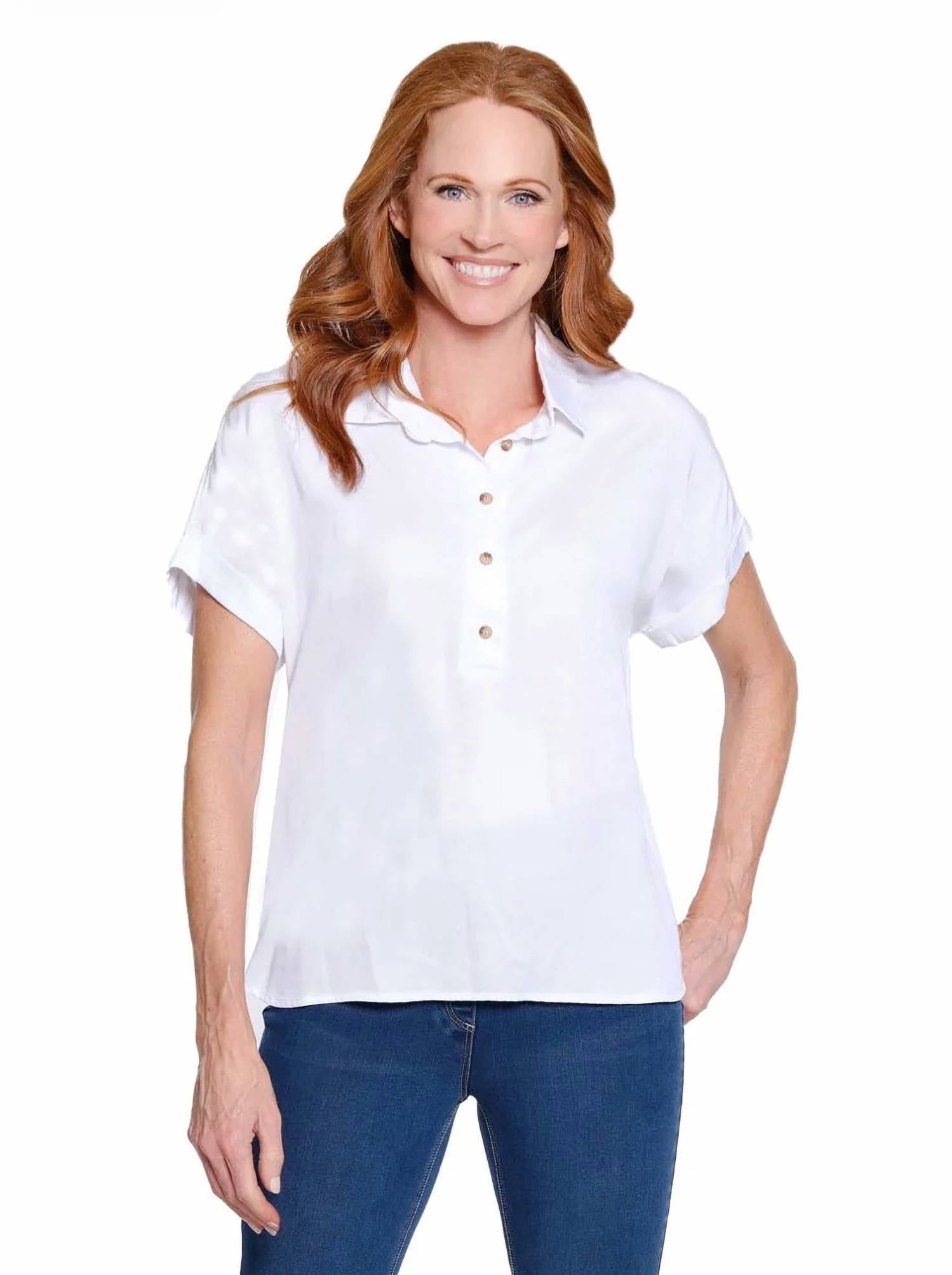 Multiples - Twill Denim Popover Top