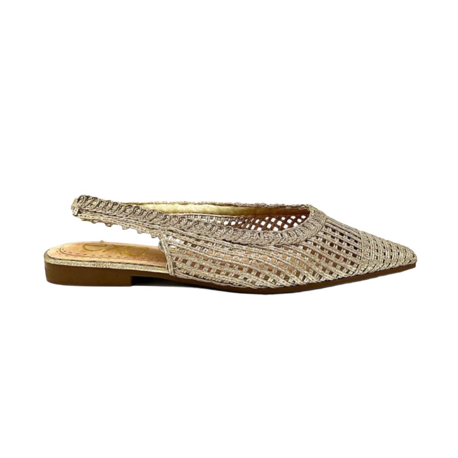 Exe Women's Sling-back Flat Shoes in gold - women's flats