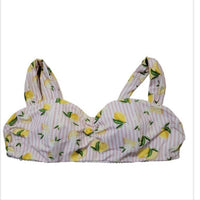 Unique Vintage - Stripes & Lemons Ruched Swim Top