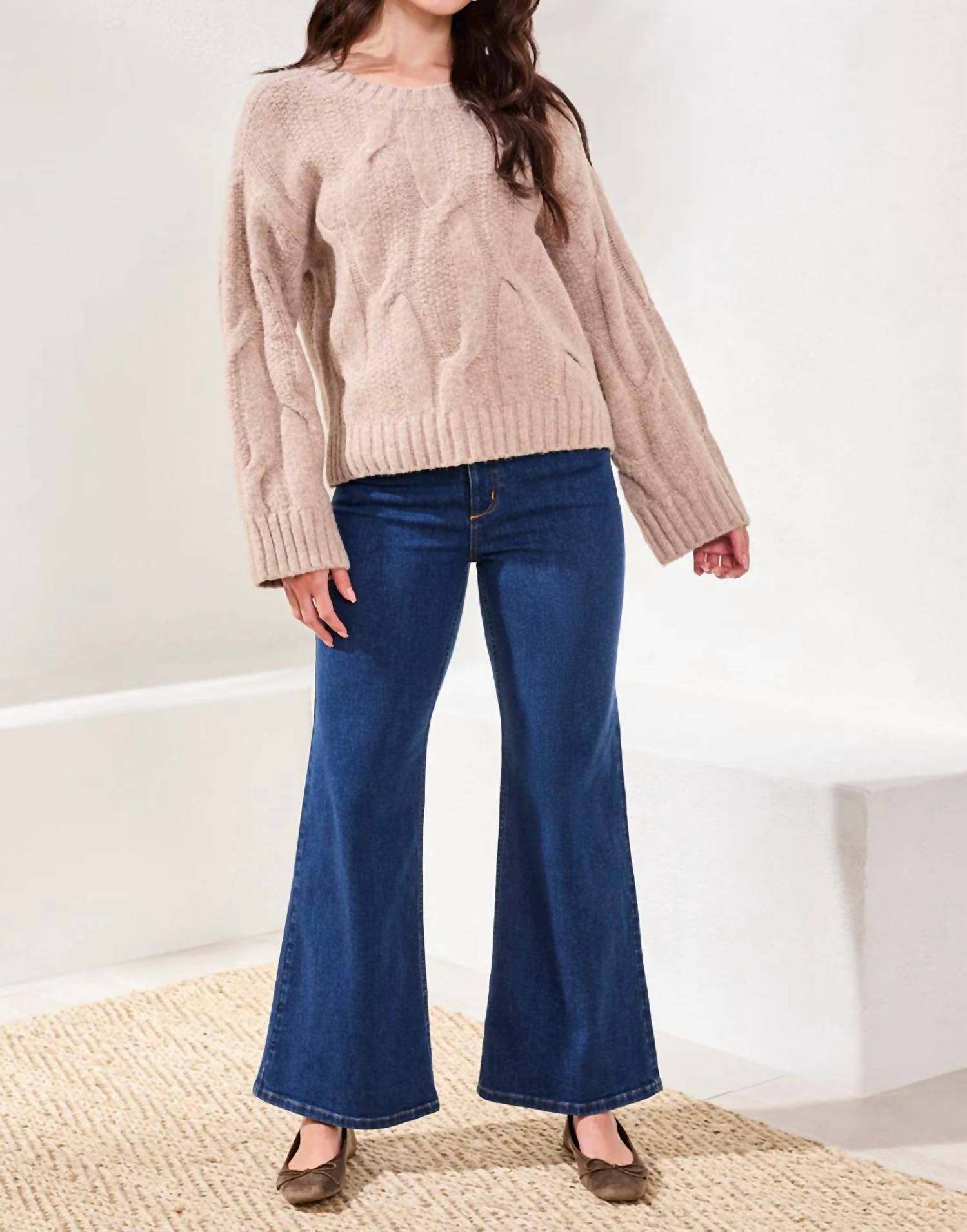 Tribal - Cable-knit Textured Crewneck Sweater
