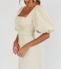 One And Only Collective - Brooke Puff Sleeve Contrast Stitch Dress