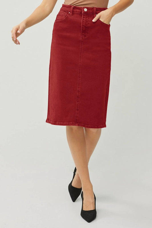 Risen - High Rise Back Slit Midi Skirt