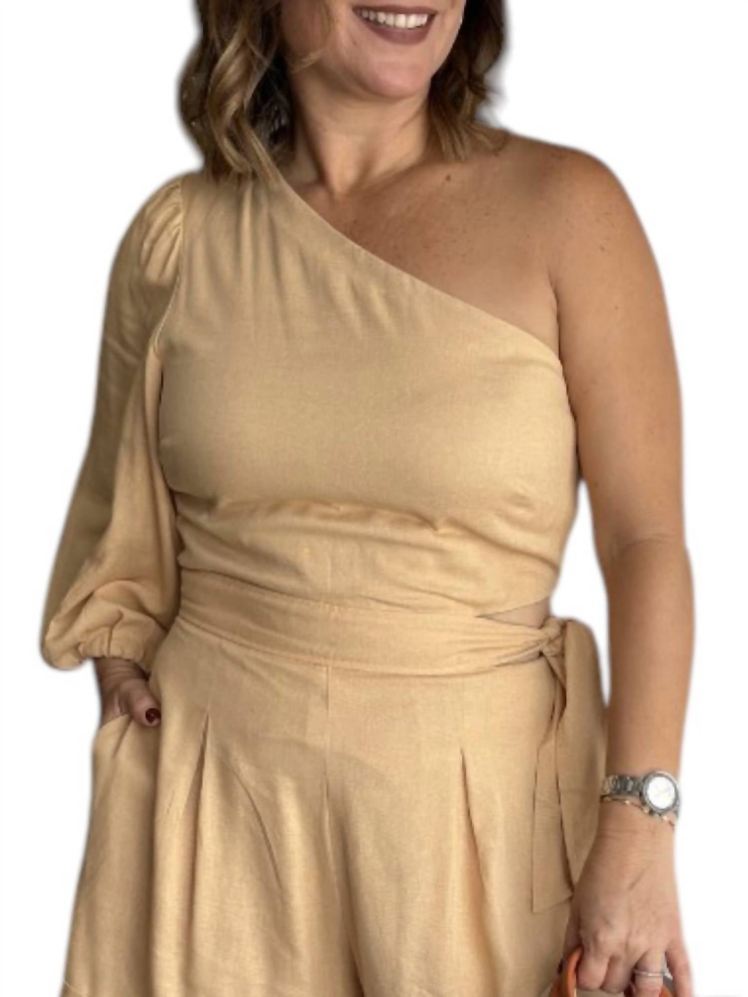 Dress To - One Shoulder Linen Romper