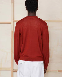 Officine Générale Nemo Italian Merino Wool Sweater in maple red - men's sweater - alternate view