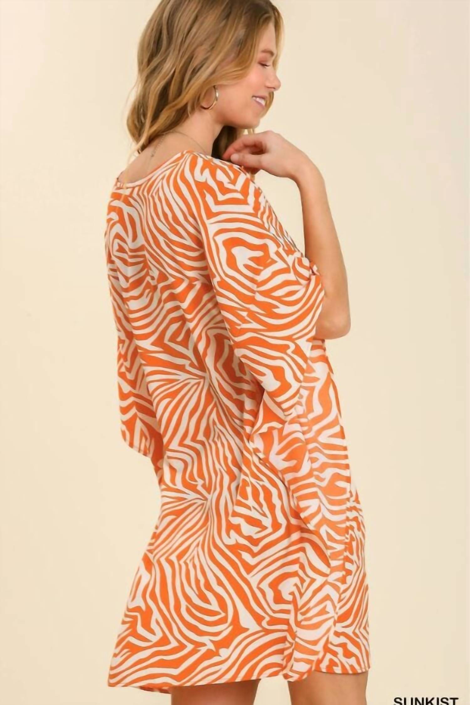 Umgee - V-neck Kaftan Dress