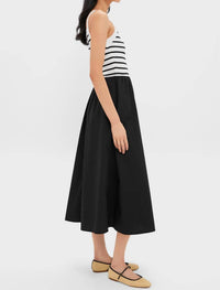 Moon River - Black Striped Midi Dress