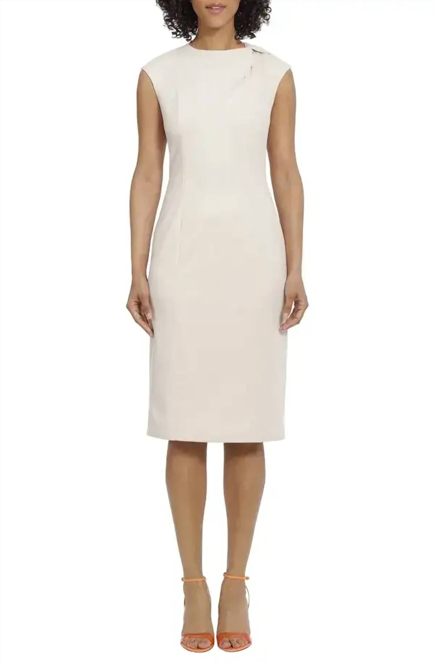 Maggy London - Straight Twist Neck Midi Sheath Dress