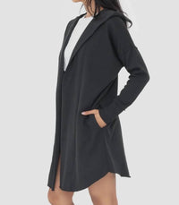 Mono B - Open Front Hooded Sweatshirt Cardigan