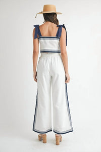 Mable - Chevron Linen Pants