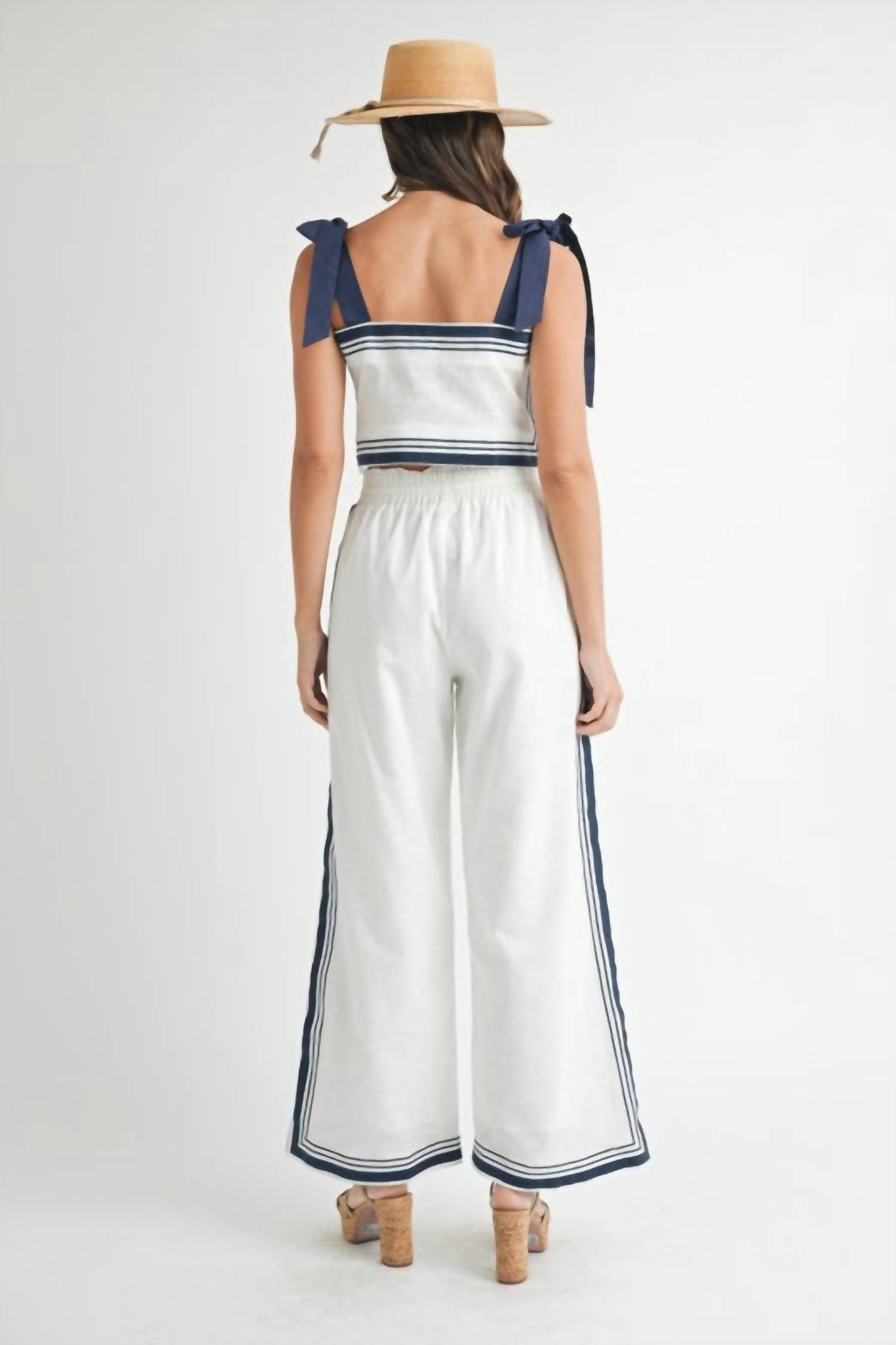 Mable - Chevron Linen Pants