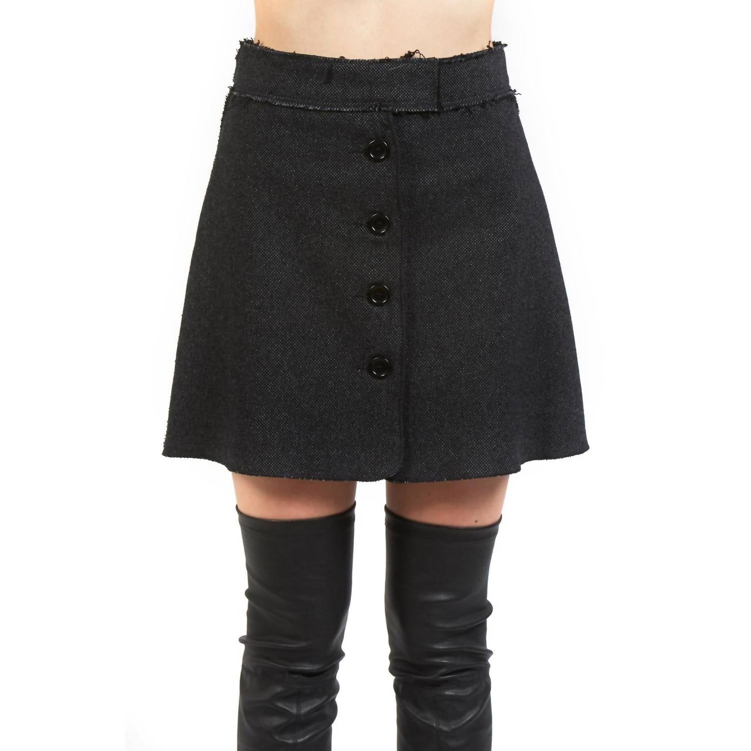 Hache - Tweed Button Front Mini Skirt