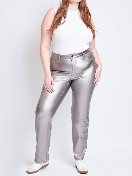 Ymi - Smoke High Rise Straight Leg Metallic Pants
