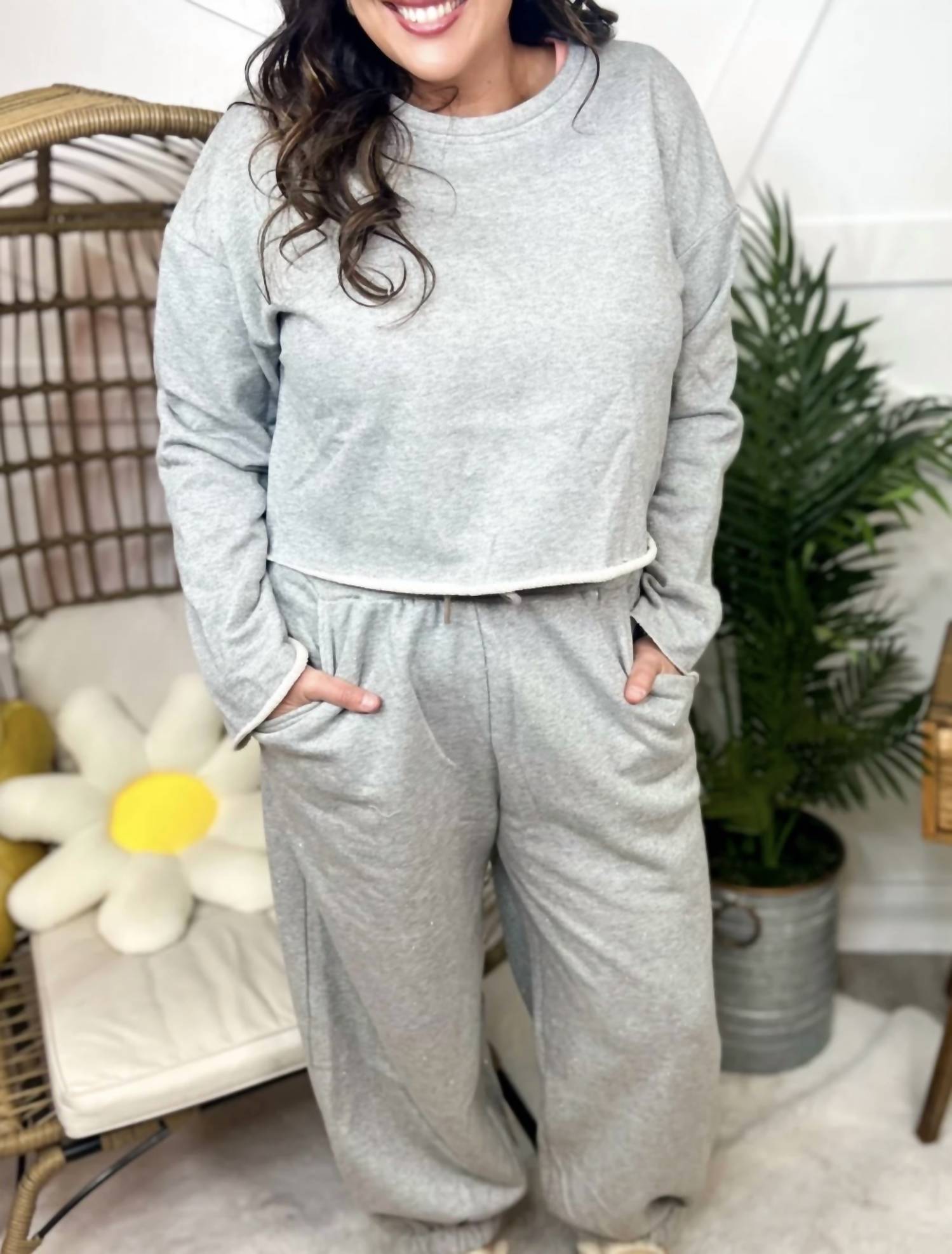 Davi & Dani - Jogger Pant With Long Sleeve Sweater Top Set