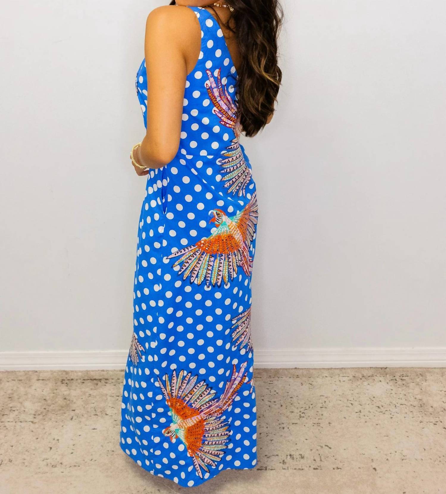 Queen Of Sparkles - Polka Dot Bird Cotton Midi Dress