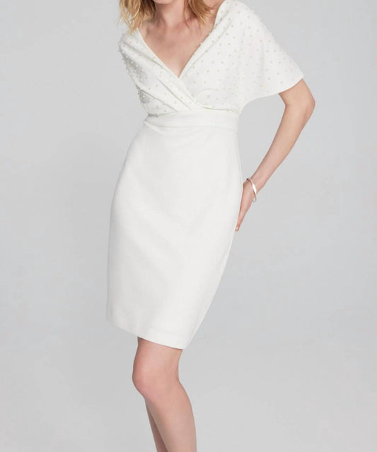 Joseph Ribkoff - Scuba Crepe Wrap Dress with Pearl Detail