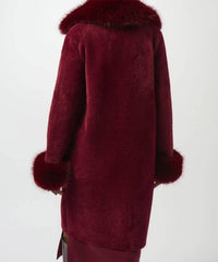 Joseph Ribkoff - Feather Yarn And Faux Fur Sweater Coat