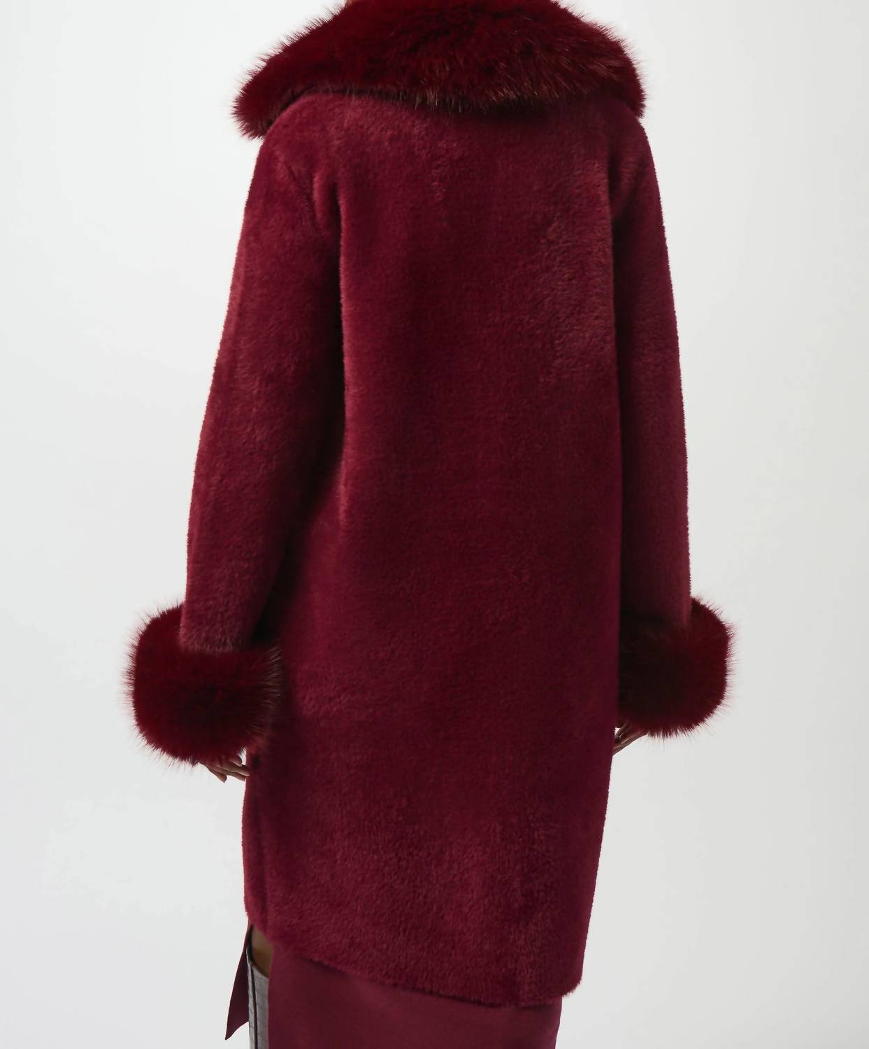 Joseph Ribkoff - Feather Yarn And Faux Fur Sweater Coat