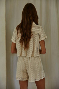 By Together - Woven Cotton Linen Crochet Shorts