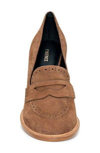L'Agence Women's Bea Penny Loafer Pumps in sand suede - women's heels - view 4