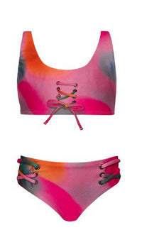 Pq Swim - Kids Tie Dye Lace Up Bikini