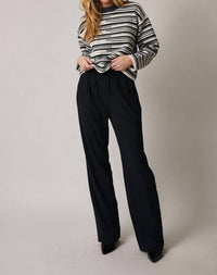 LE LIS Broken Stripe Sweater in cream black - women's sweater - view 4