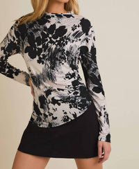 Gilli - Mock Neck Long Sleeve Shirring Top