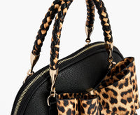 Like Dreams - Women's Leopard Top Handle Bow Crossbody Bag