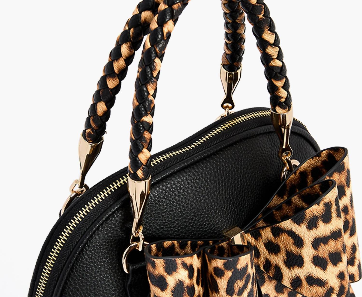 Like Dreams - Women's Leopard Top Handle Bow Crossbody Bag