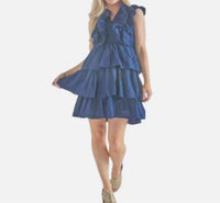 Simply Southern Layered Blossom Dress in navy - women's dress