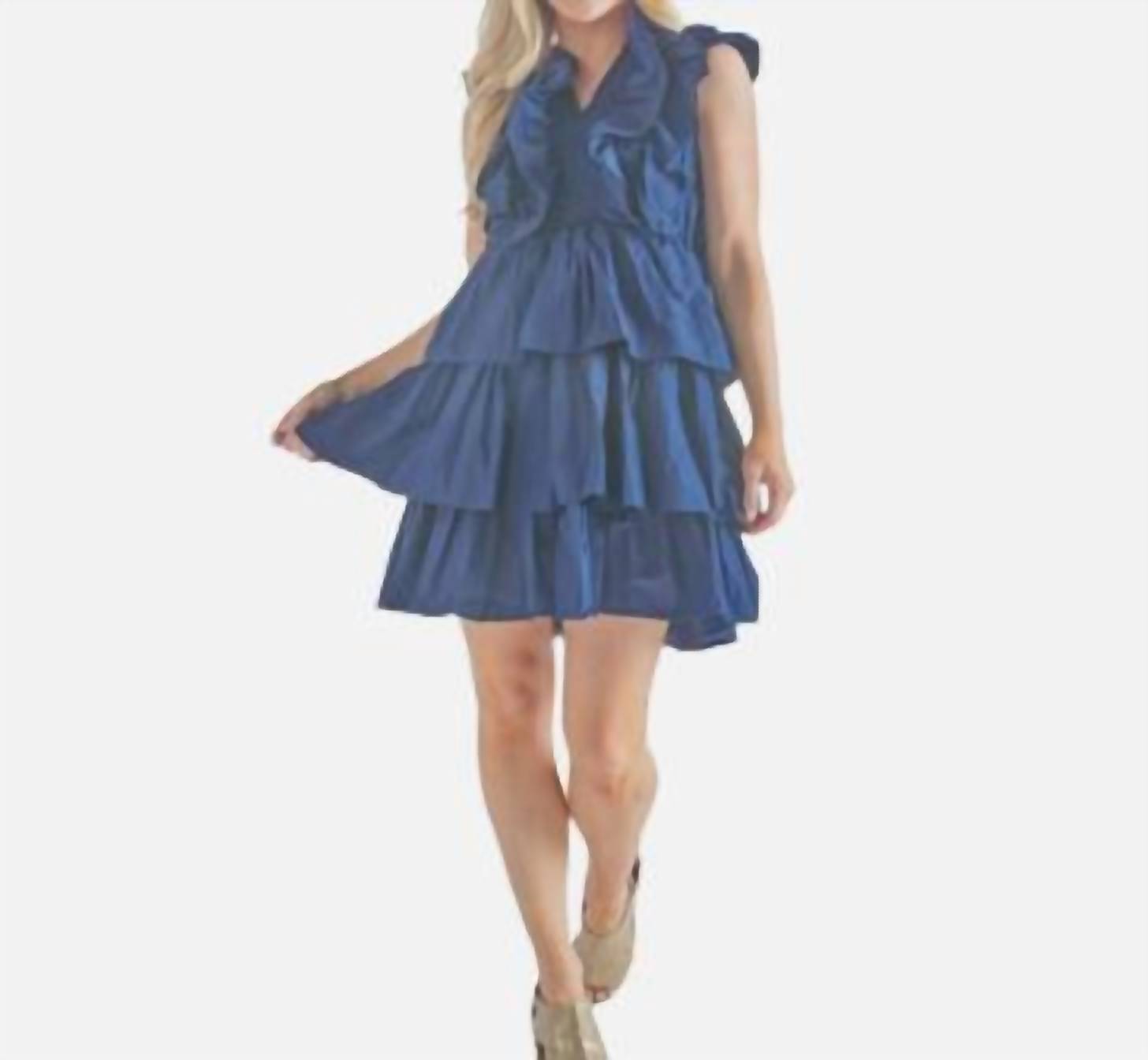 Simply Southern Layered Blossom Dress in navy - women's dress