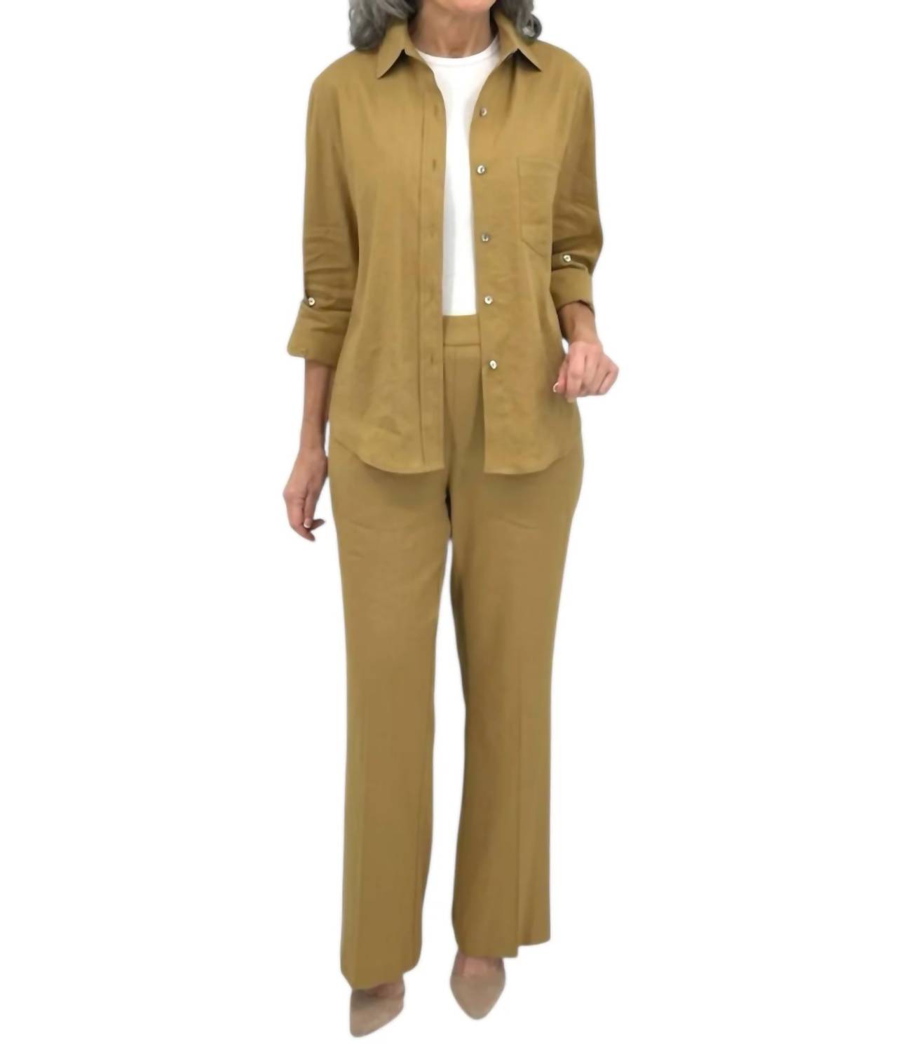 Estelle And Finn - Stretch Linen Pull On Wide Leg Pants