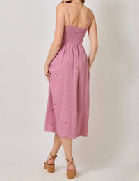 Mystree - Lottie Embroidered Smocked Midi Dress
