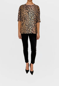 CHRLDR Crewneck T-shirt in leopard - women's t-shirt