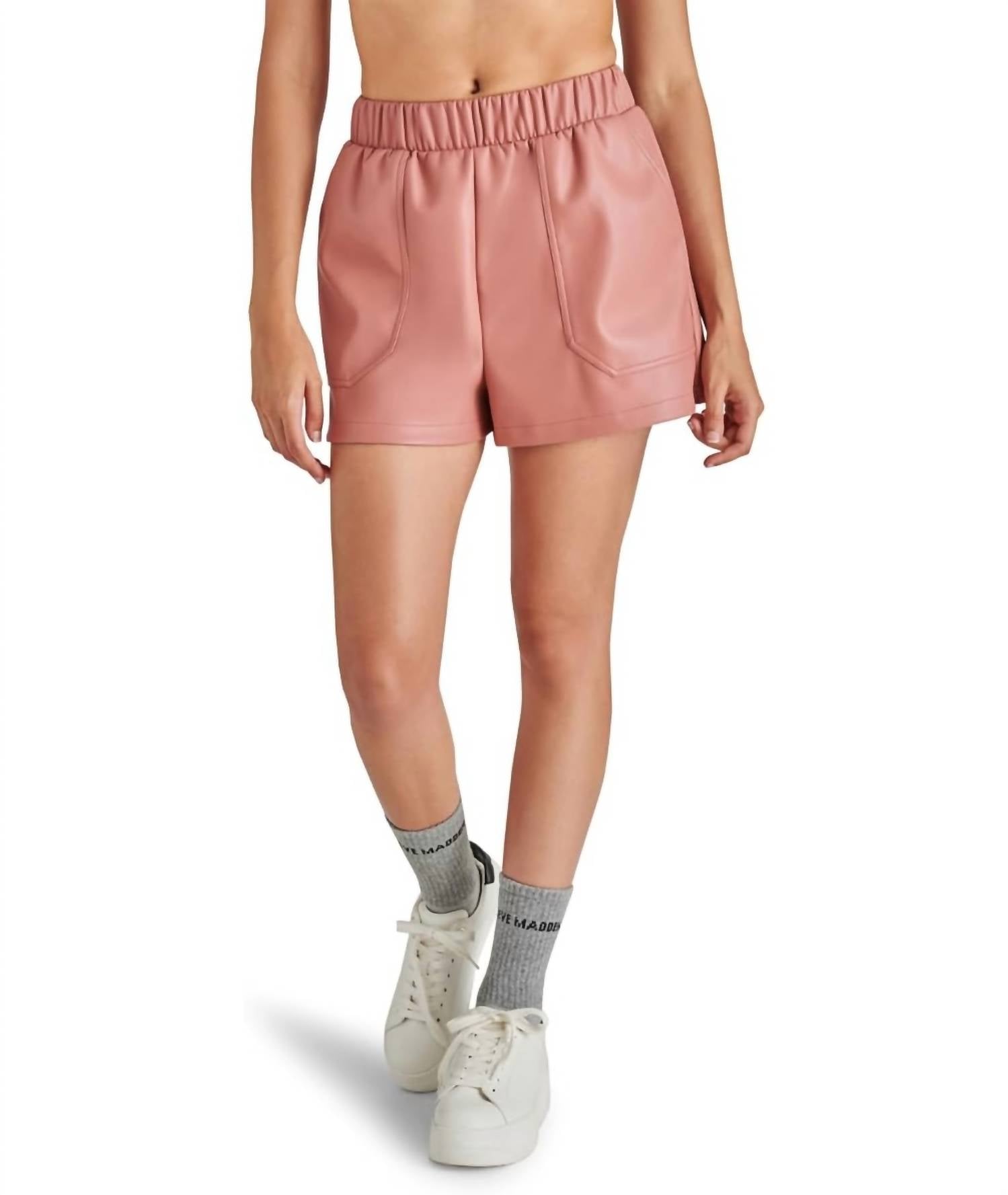STEVE MADDEN Faux The Record Shorts in rose - women's shorts