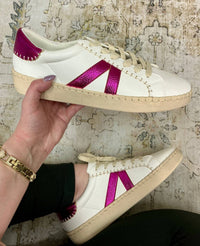 Corkys Footwear Women's Friend Zone Sneaker in white pink - women's sneaker - detail view