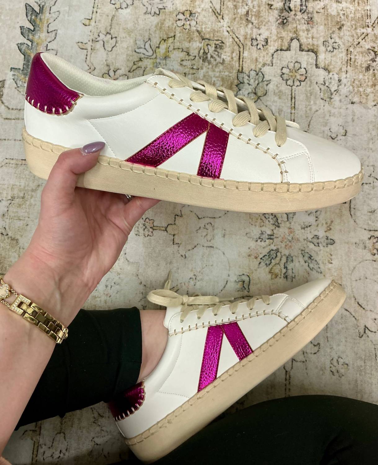 Corkys Footwear Women's Friend Zone Sneaker in white pink - women's sneaker - detail view