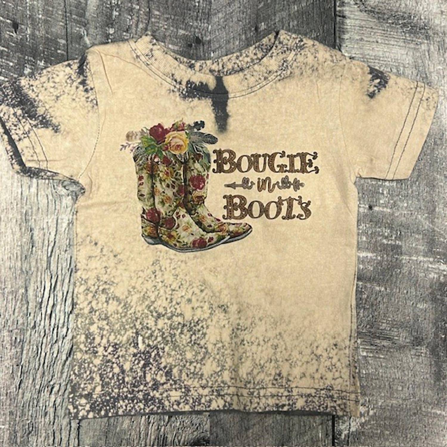 Bratti Mati - Infant Toddler Bougie In Boots Washed Tee