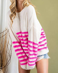 Ee:Some - Fuzzy Striped Sweater