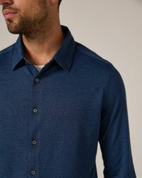 7Diamonds Bowery Textured Knit Long Sleeve Shirt in navy - men's shirt - alternate view